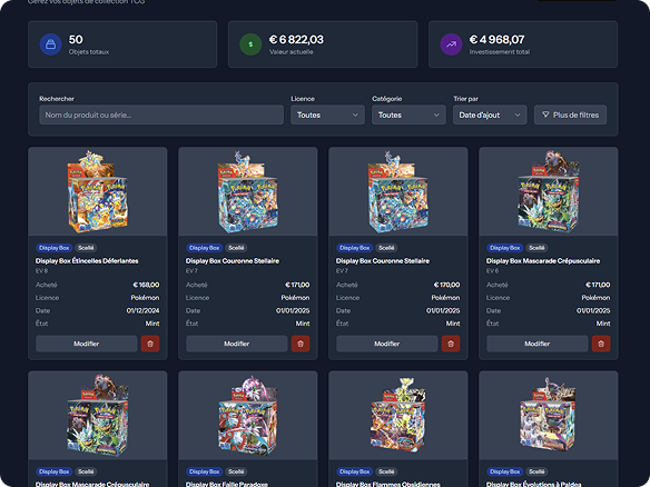 Interface Ma Collection - Gestion de collection TCG